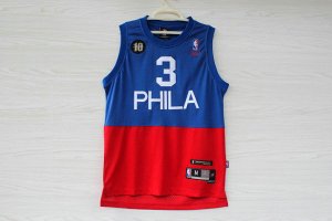 Maillot De Basket Philadelphia 76ers Allen Iverson 3 Engrener Upper Bleu Rouge